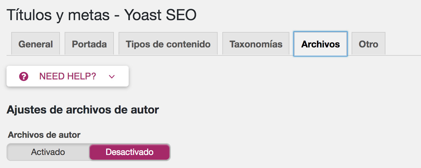 Yoast SEO disable author pages